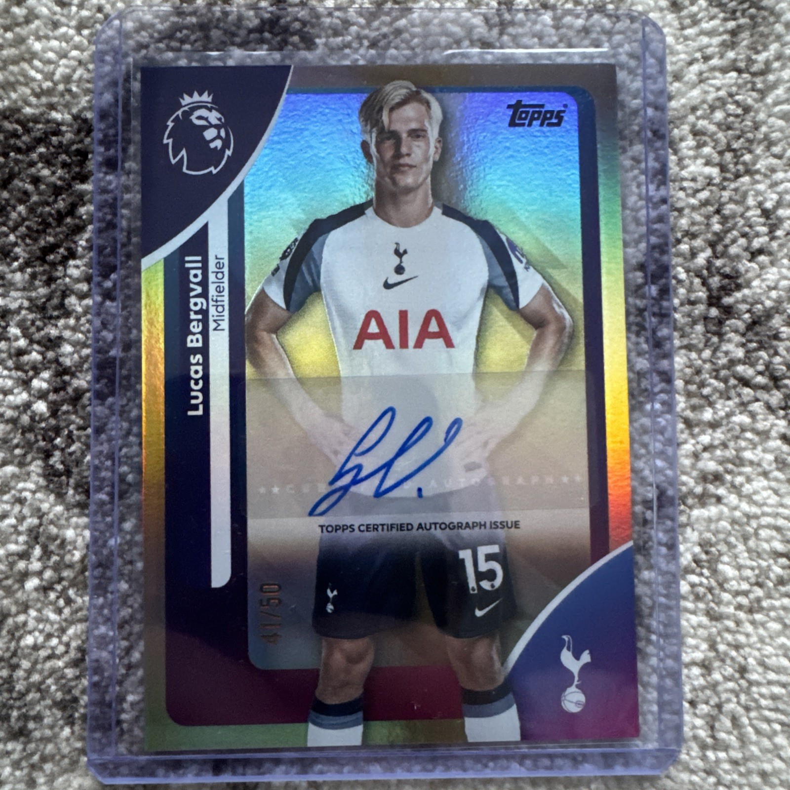 Topps Premier League 2025-26 Lucas Bergvall Tottenham Hotspur GOLD Auto 41/50 for sale on Ebay