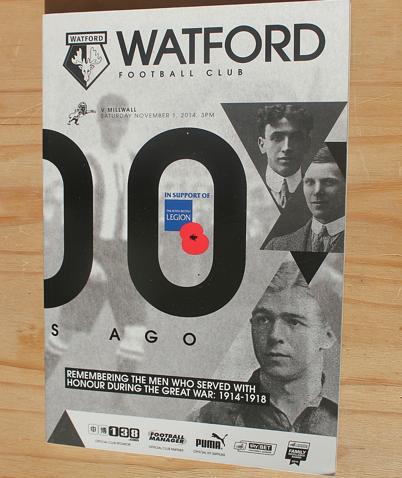 Watford v Millwall. 2014/2015 November 1st. Special Edition.  for sale on Ebay