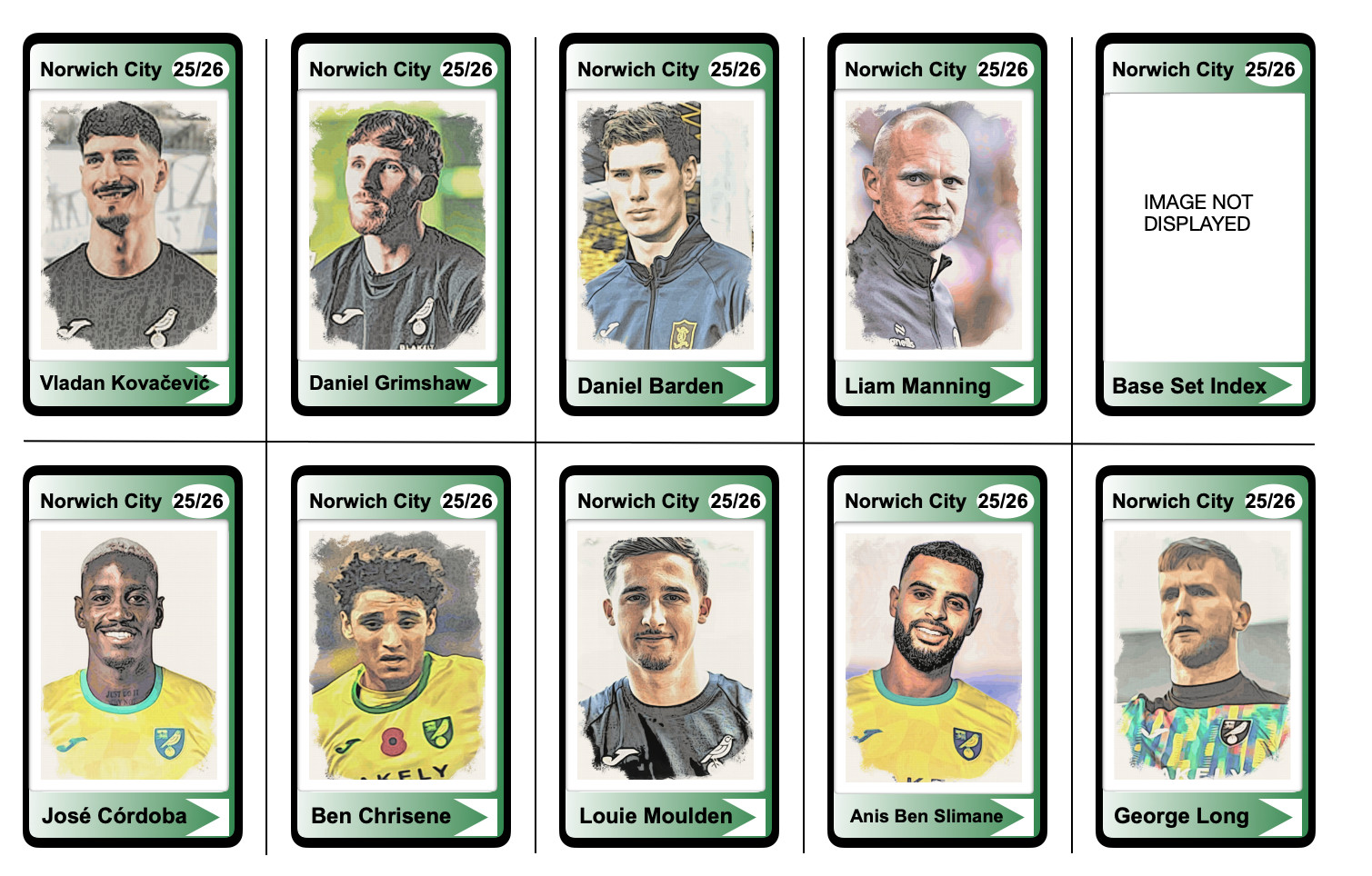 NORWICH CITY - 25/26 ENGLISH CHAMPIONSHIP BASE SET - Trading Cards for sale on Ebay