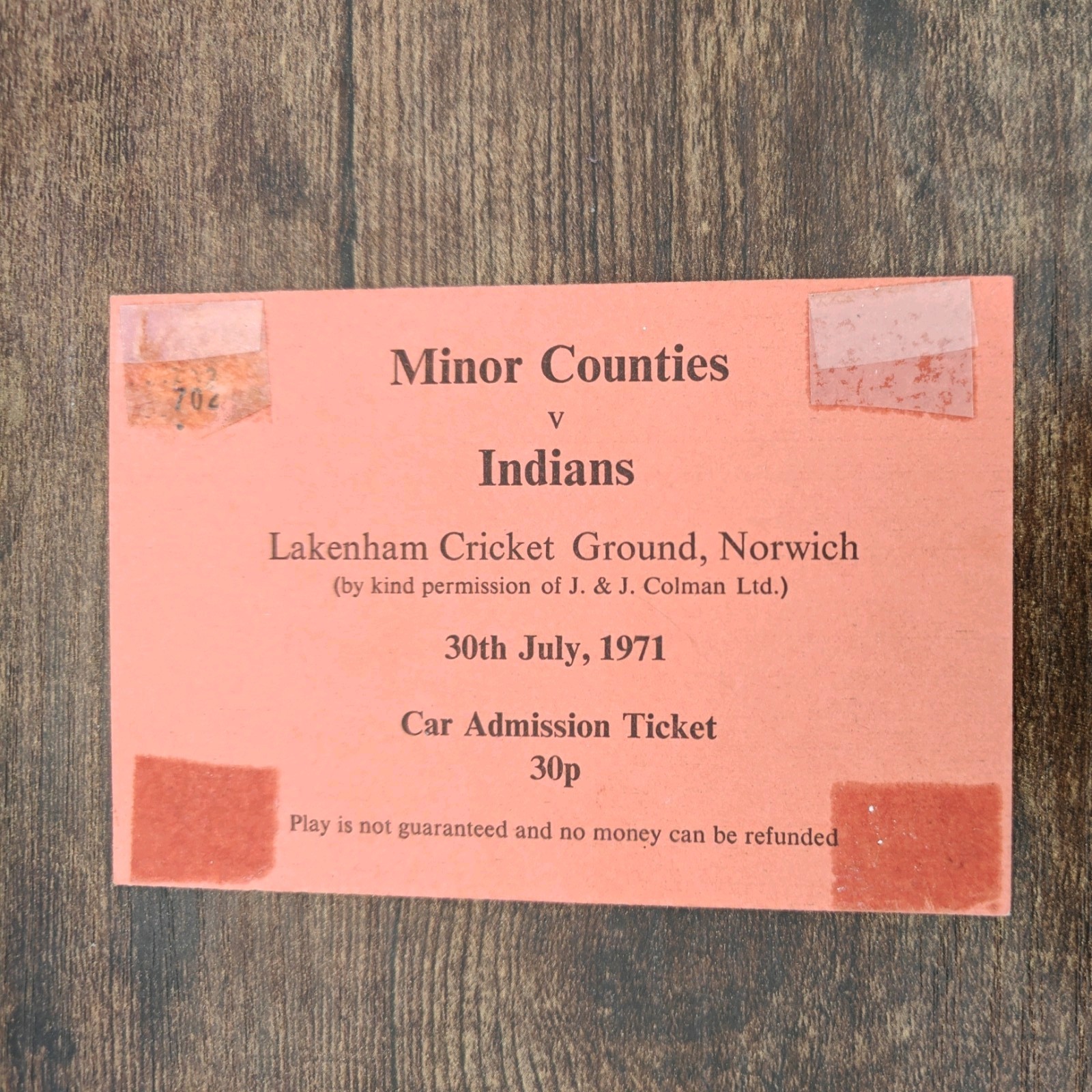 1971 Minor Counties v India Cricket Ticket Signed by Eric Bedser Norwich for sale on Ebay