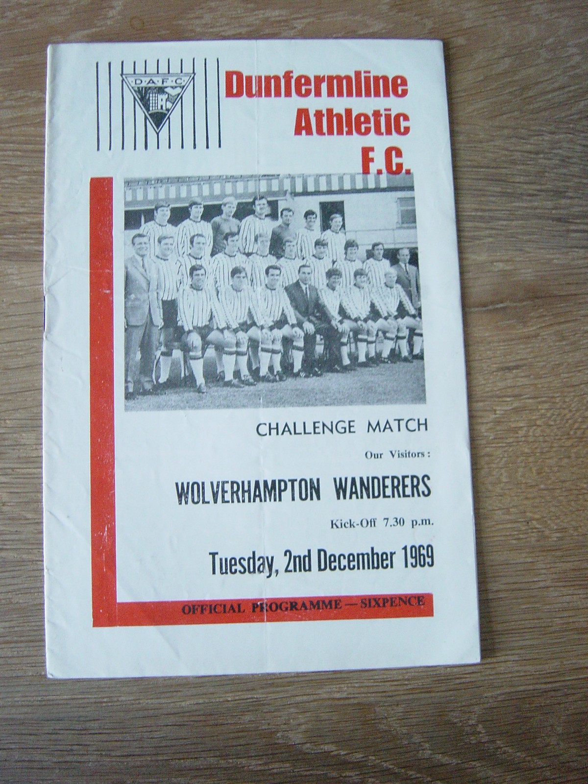 1969 FRIENDLY : DUNFERMLINE ATHLETIC v WOLVES for sale on Ebay