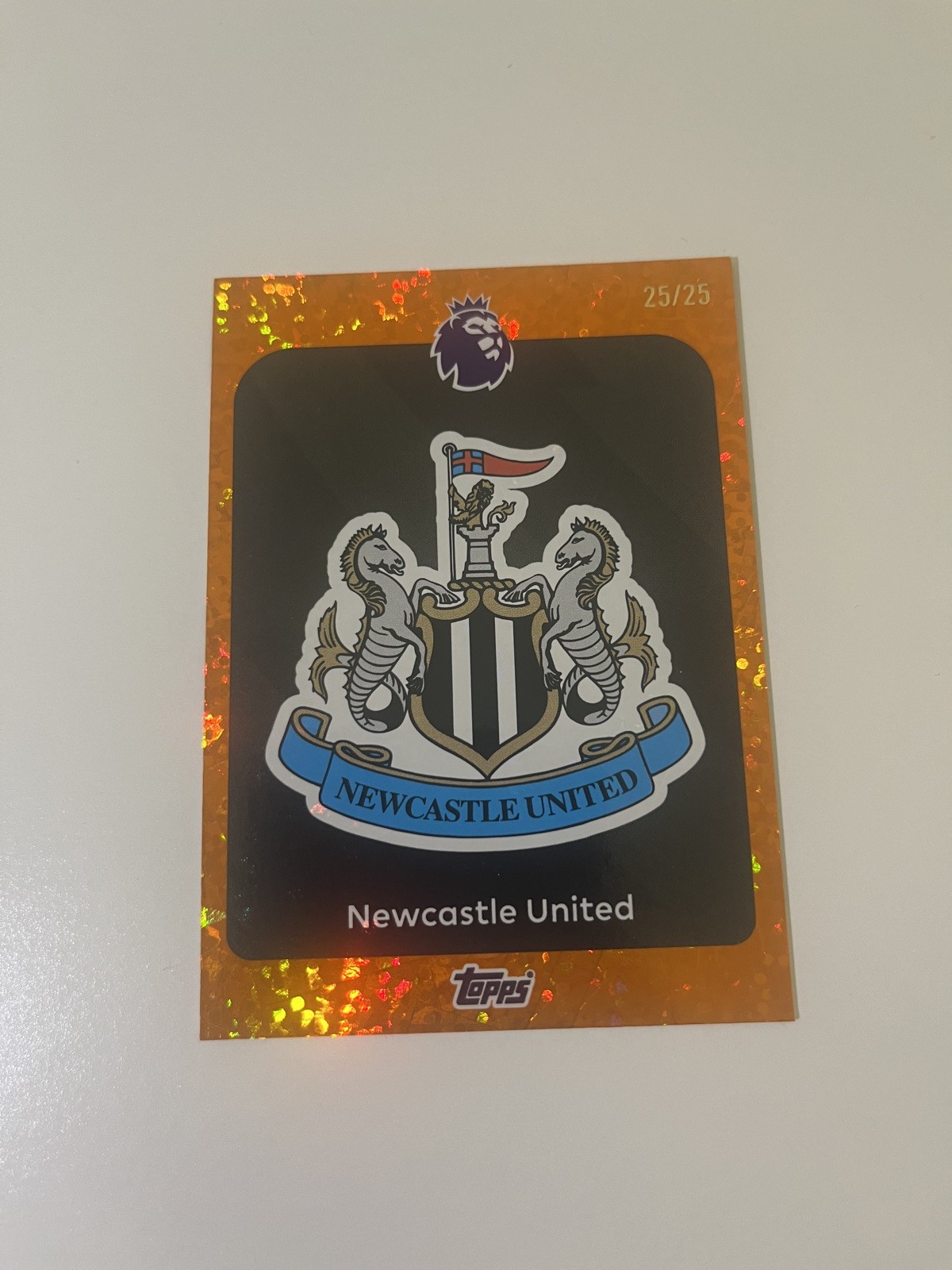 Topps Premier League 2026 - Newcastle Team Badge/ Club Crest Orange 25/25 for sale on Ebay