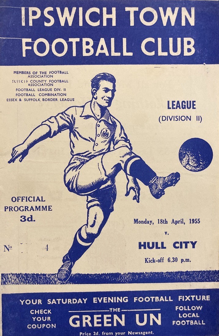 Ipswich Town v Hull City Div 2 1954/55 for sale on Ebay
