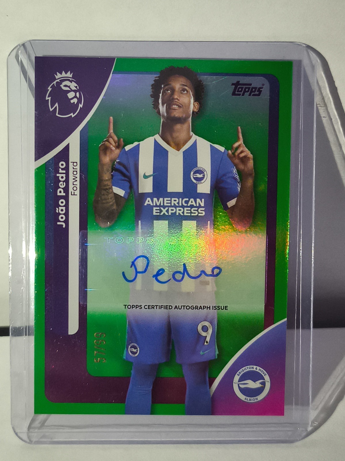 Joao Pedro Auto /99 Topps Premier League 2026 Green Parallel Brighton Chelsea for sale on Ebay