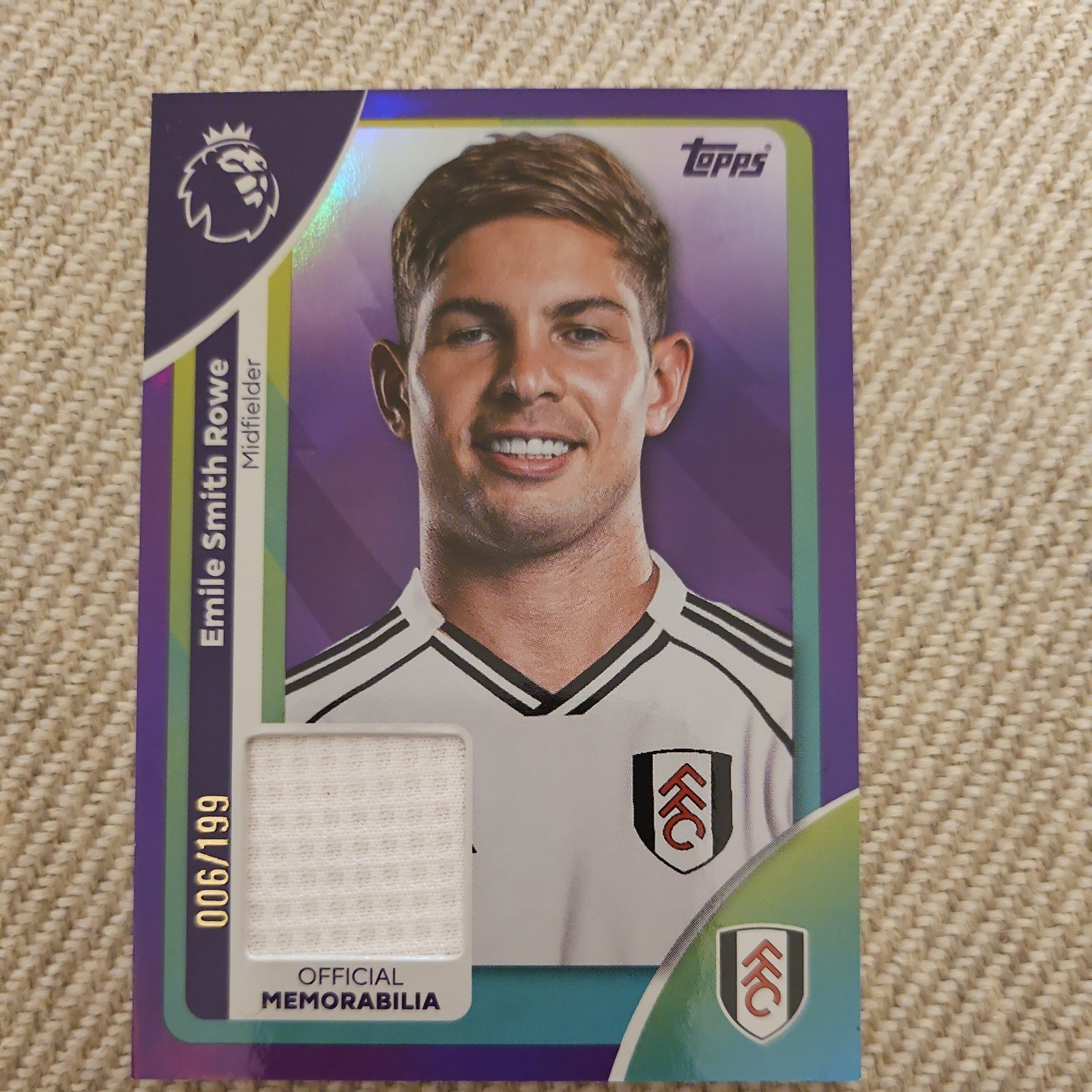 Emile Smith Rowe Player Worn Patch 6/199 Topps Premier League 2026 Fulham for sale on Ebay
