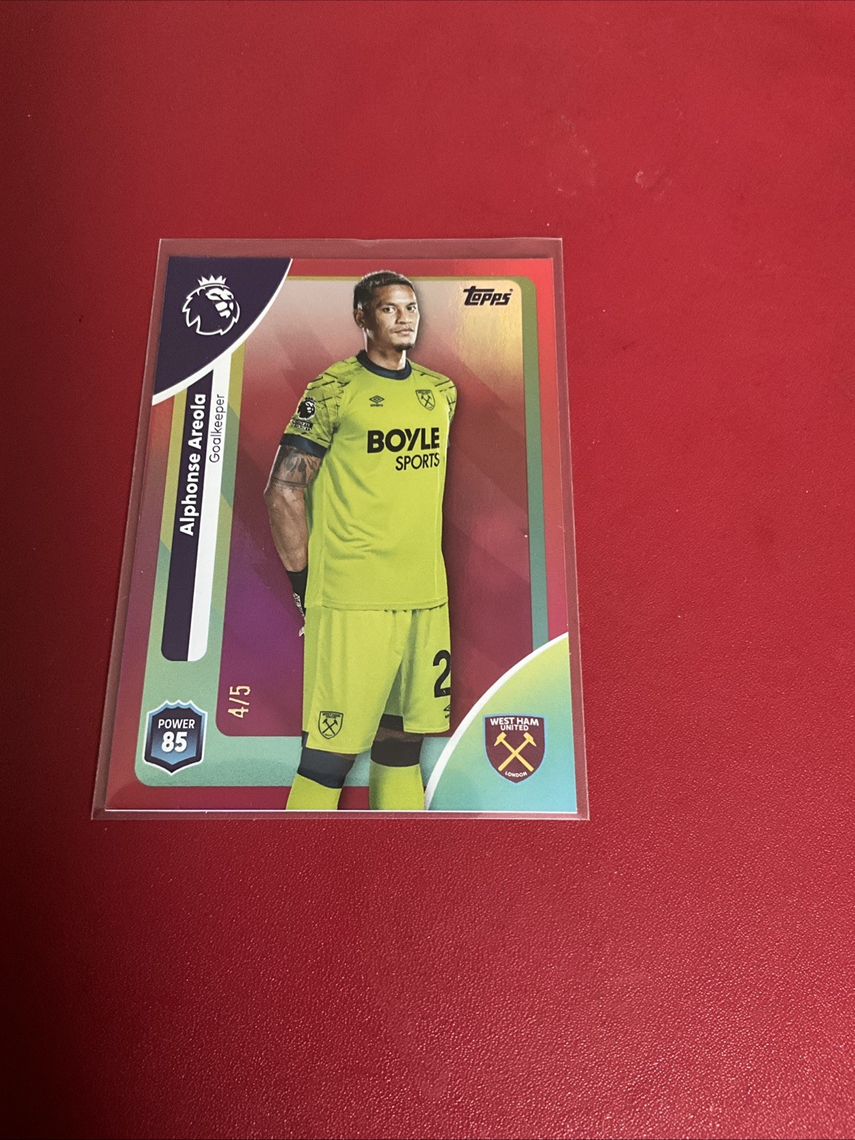 Topps Premier League 2025/2026 Alphonse Areola West Ham United 4/5 Auto Rare for sale on Ebay