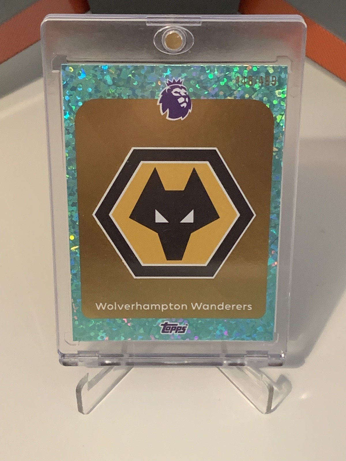 Wolves Badge /499 Topps Premier League 2026 Aqua Sparkle for sale on Ebay