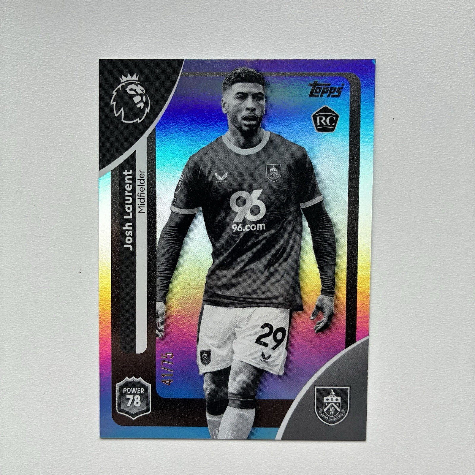 Topps Premier League Josh Laurent Black & White /75 Rookie RC Card. Burnley for sale on Ebay