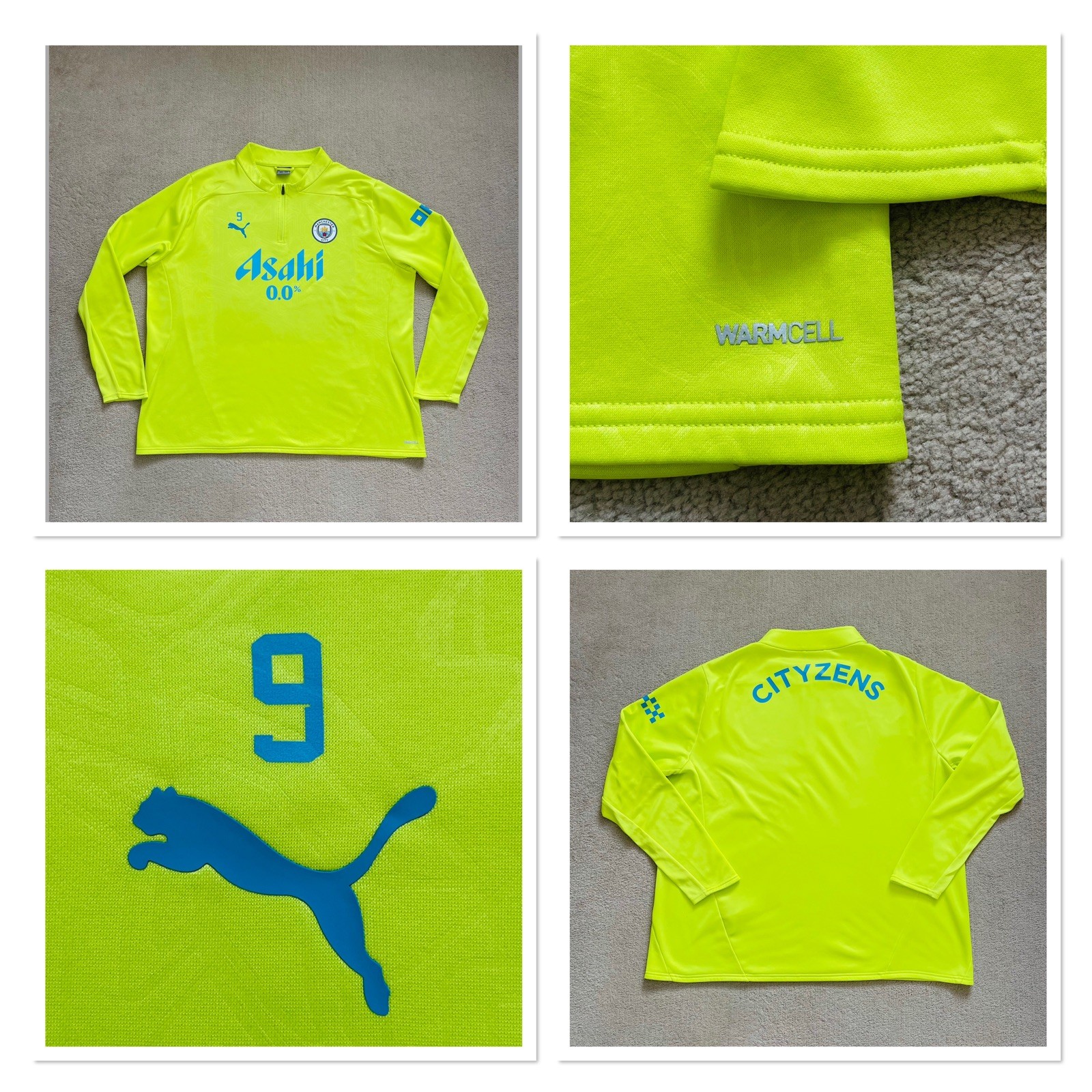 Manchester city puma player issue Player WORN pro training Fleece Jumper HAALAND for sale on Ebay