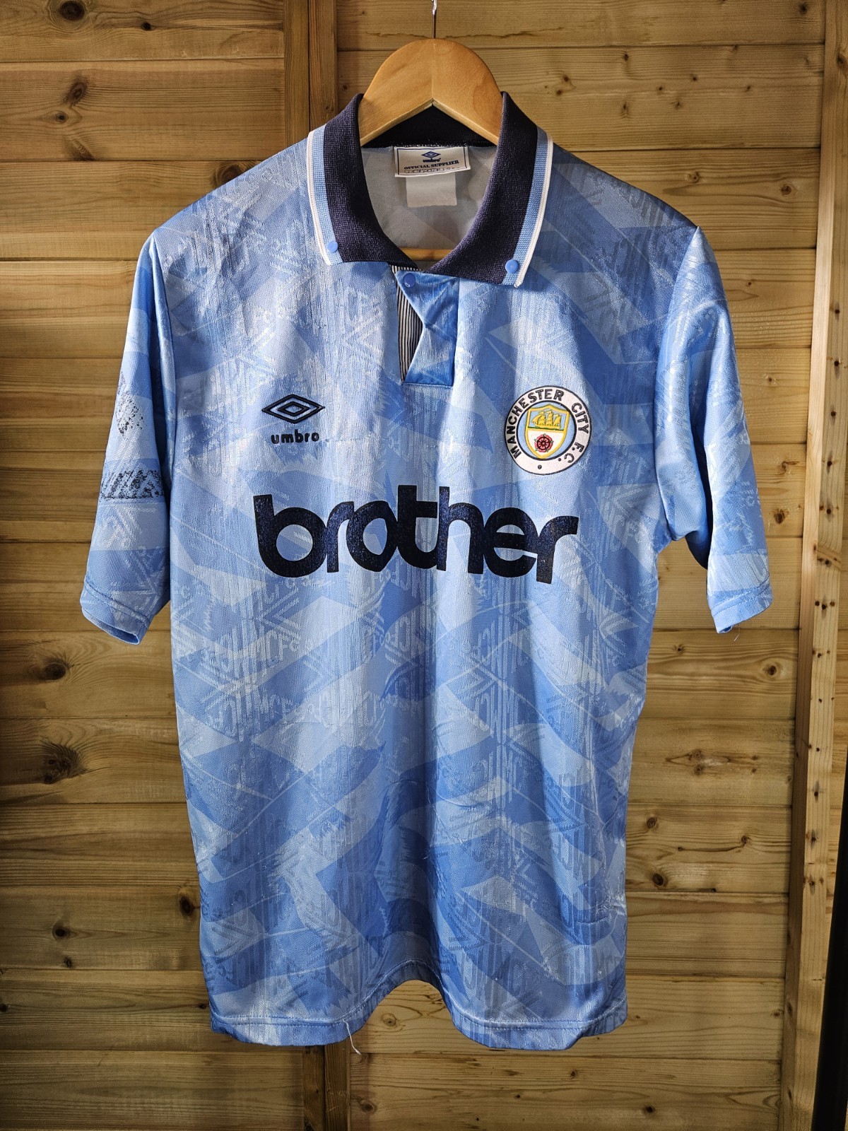 Rare Original Manchester City 1991/1993 Home Shirt LARGE UMBRO  for sale on Ebay