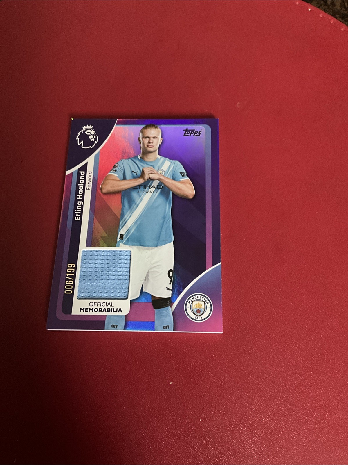 Topps Erling Haaland Premier League 2025/2026 Manchester City Relic Card for sale on Ebay