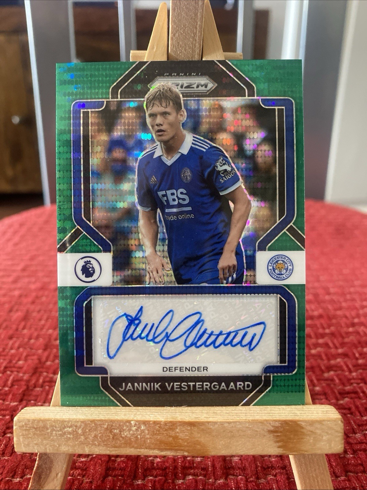 Jannik Vestergaard Auto Green Panini Prizm Premier League 2022-23 Leicester City for sale on Ebay