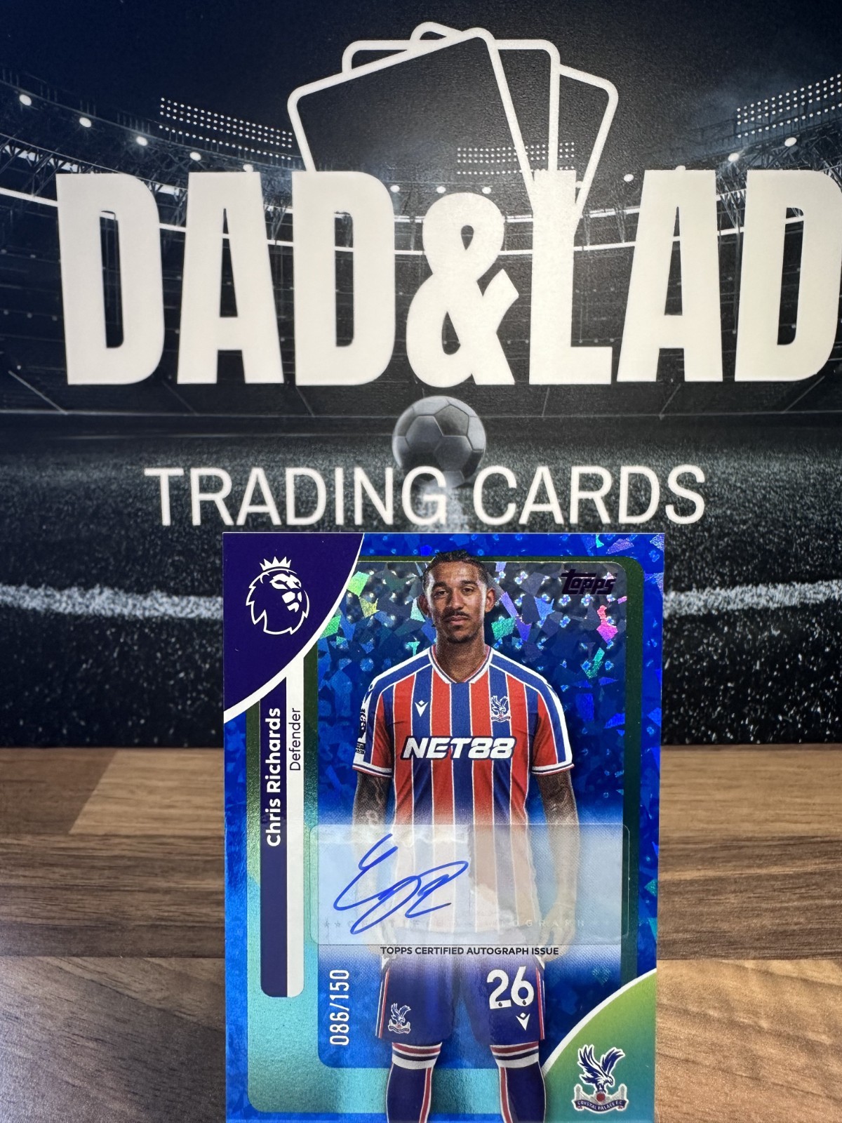Topps Premier League 2026 Chris Richards Palace #AC-CR Blue Parallel Auto 86/150 for sale on Ebay