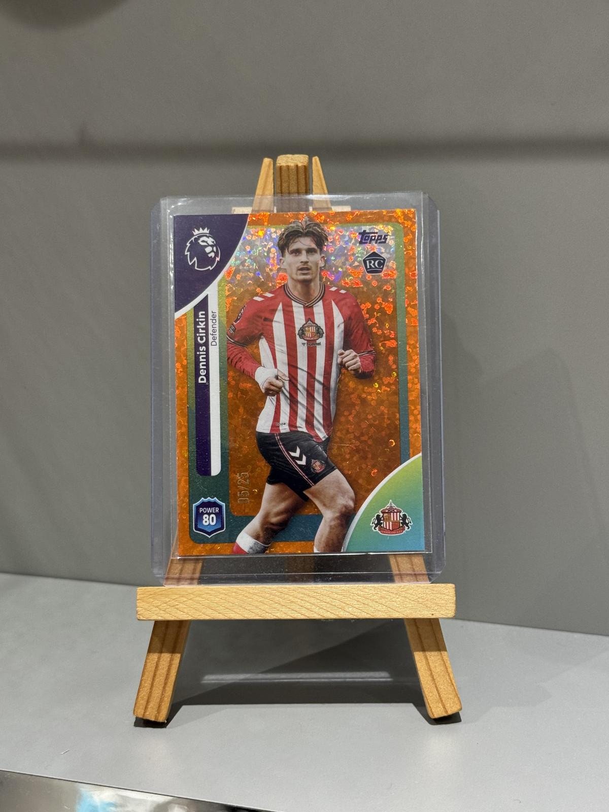 Dennis Cirkin /25 Rookie Card Sunderland Topps 2025/26 numbered orange sparkle for sale on Ebay