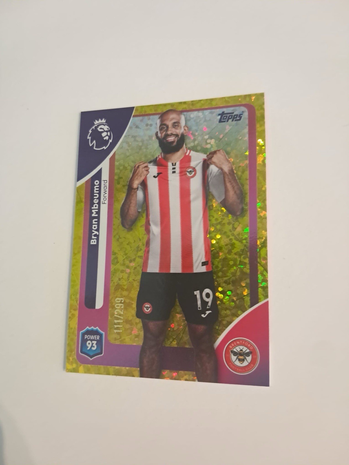 Topps Premier League 25/26 Brentford Bryan Mbeumo Yellow Sparkle #111/299 for sale on Ebay