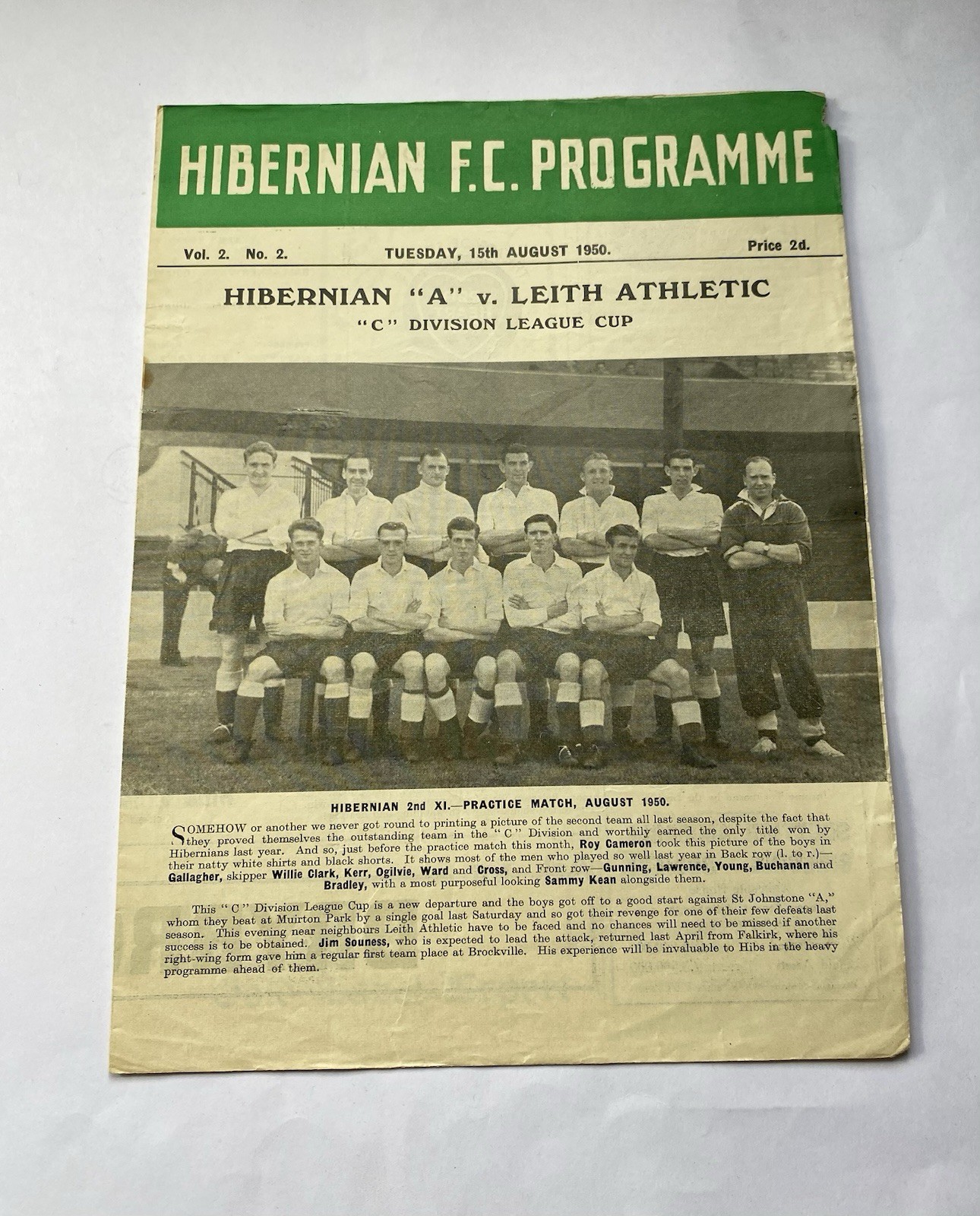 Hibs v Leith Athletic , ‘C’ Division League Cup 15/8/1950 for sale on Ebay