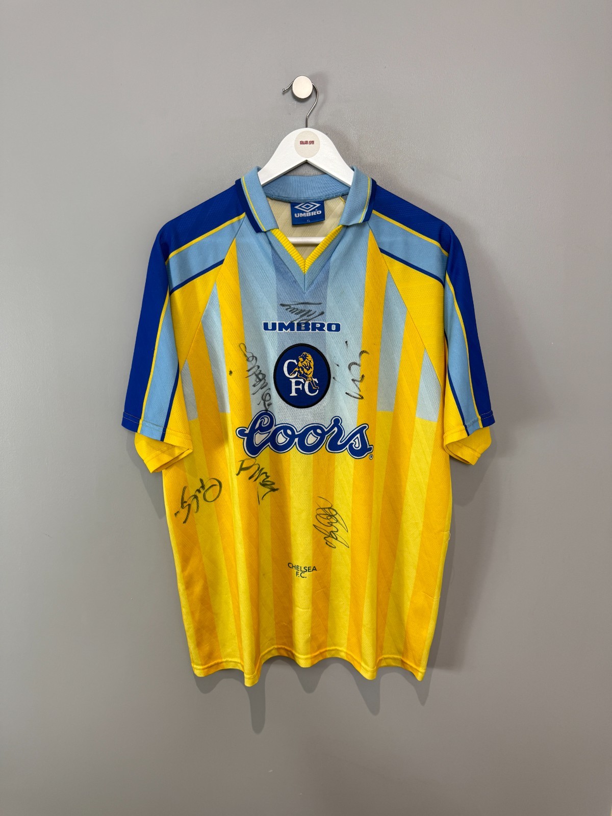 CHELSEA 1996/97 SIGNED AWAY SHIRT (XL)  UMBRO ORIGINAL VINTAGE FOOTBALL SHIRT for sale on Ebay
