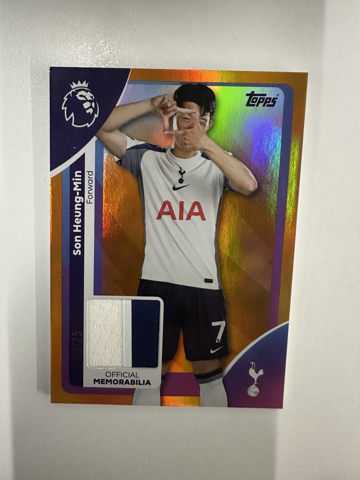 Topps 2026 Premier League Son Heung Min Relic /25 Orange Tottenham Hotspur for sale on Ebay