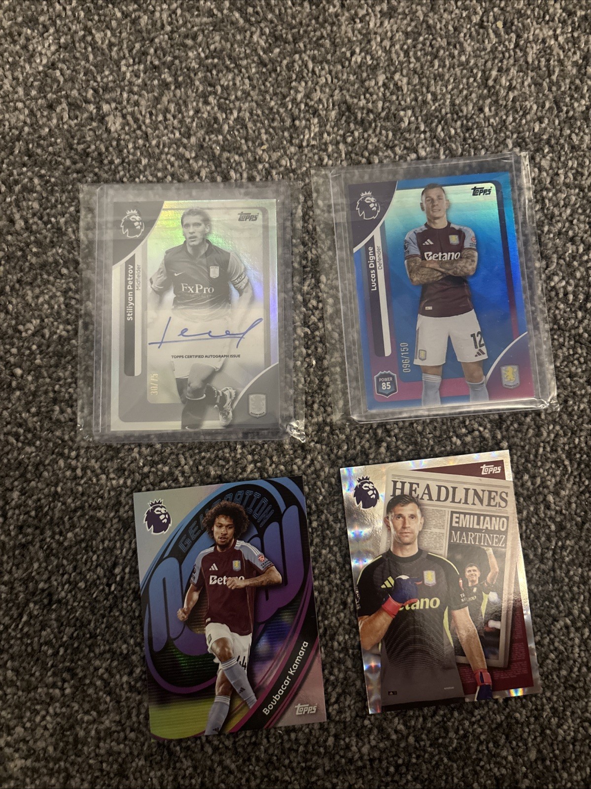 Topps Premier League 2025/2026 Aston Villa Bundle, Petrov Auto, Digne Numbered for sale on Ebay