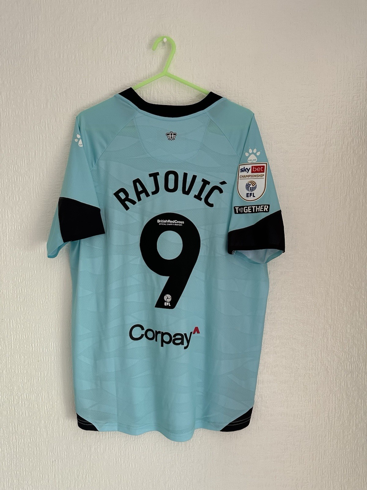 WATFORD Football club MATCH WORN or ISSUE  SHIRT  - AWAY BLUE 9 RAJOVIC for sale on Ebay