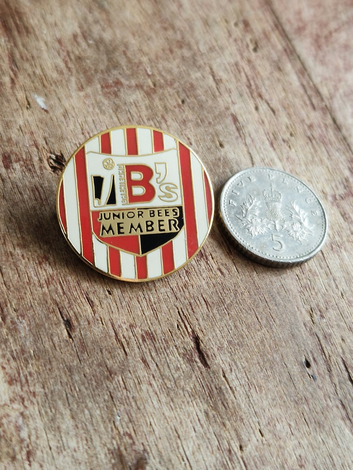 BRENTFORD  F C - VINTAGE  90's JUNIOR BEES SUPPORTERS CLUB  FOOTBALL Pin  BADGE for sale on Ebay