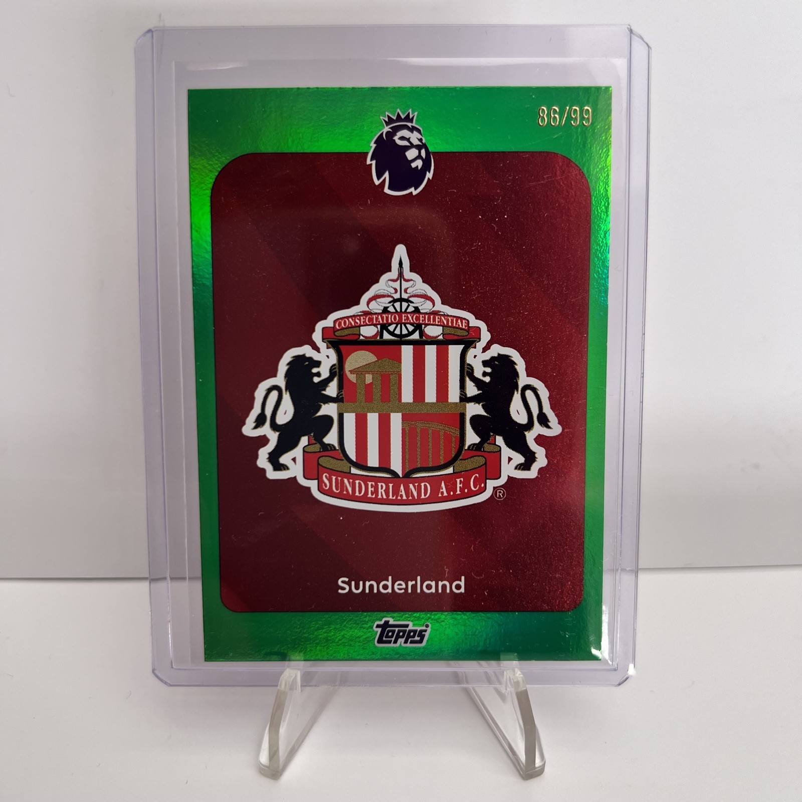 TOPPS PREMIER LEAGUE 2026 SUNDERLAND BADGE CREST GREEN PARALLEL 2025-26 /99 for sale on Ebay