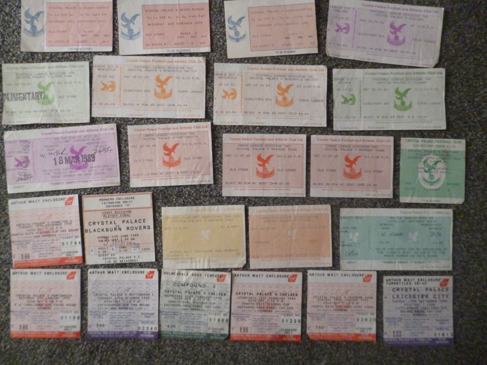 x24 Crystal Palace 1980s Football Match Ticket Collection Job Lot Directors Box for sale on Ebay