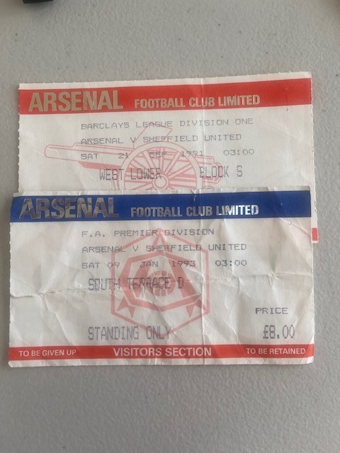 Arsenal  v Sheffield United - 2 tickets - different games for sale on Ebay