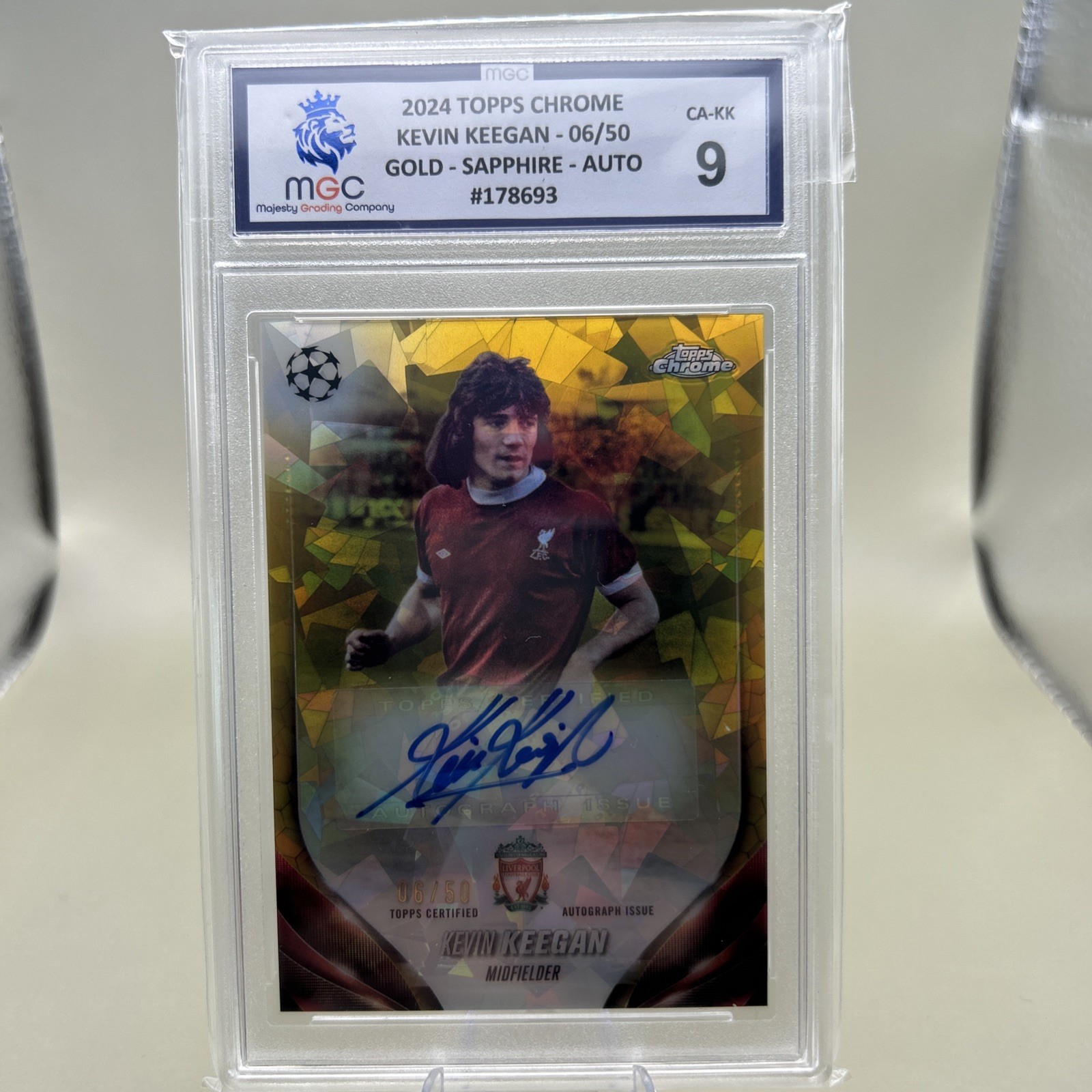 2023-24 Topps Chrome UCC Liverpool Kevin Keegan Auto Gold Sapphire /50 - MGC 9 for sale on Ebay