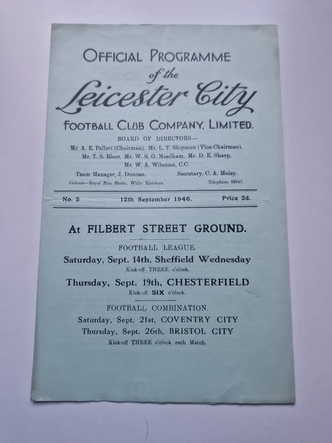 LEICSTER CITY v BIRMINGHAM CITY FOOTBALL PROGRAMME 1946-47 for sale on Ebay