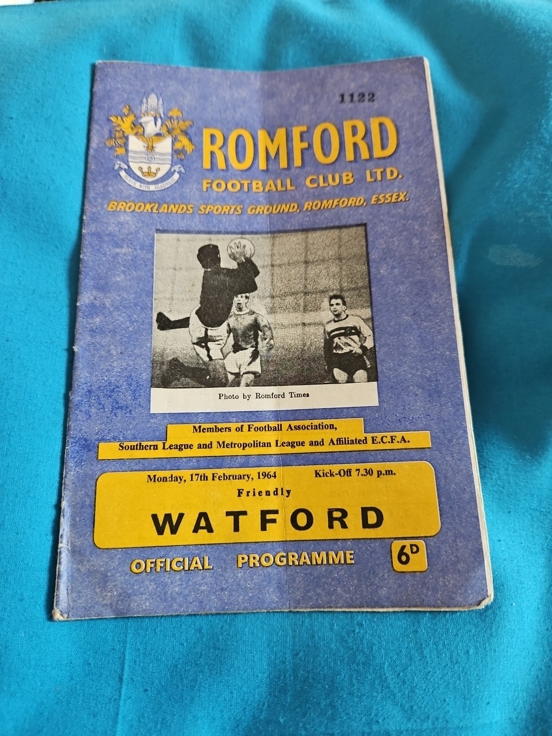 Romford V Watford  17/02/1964 Programme for sale on Ebay