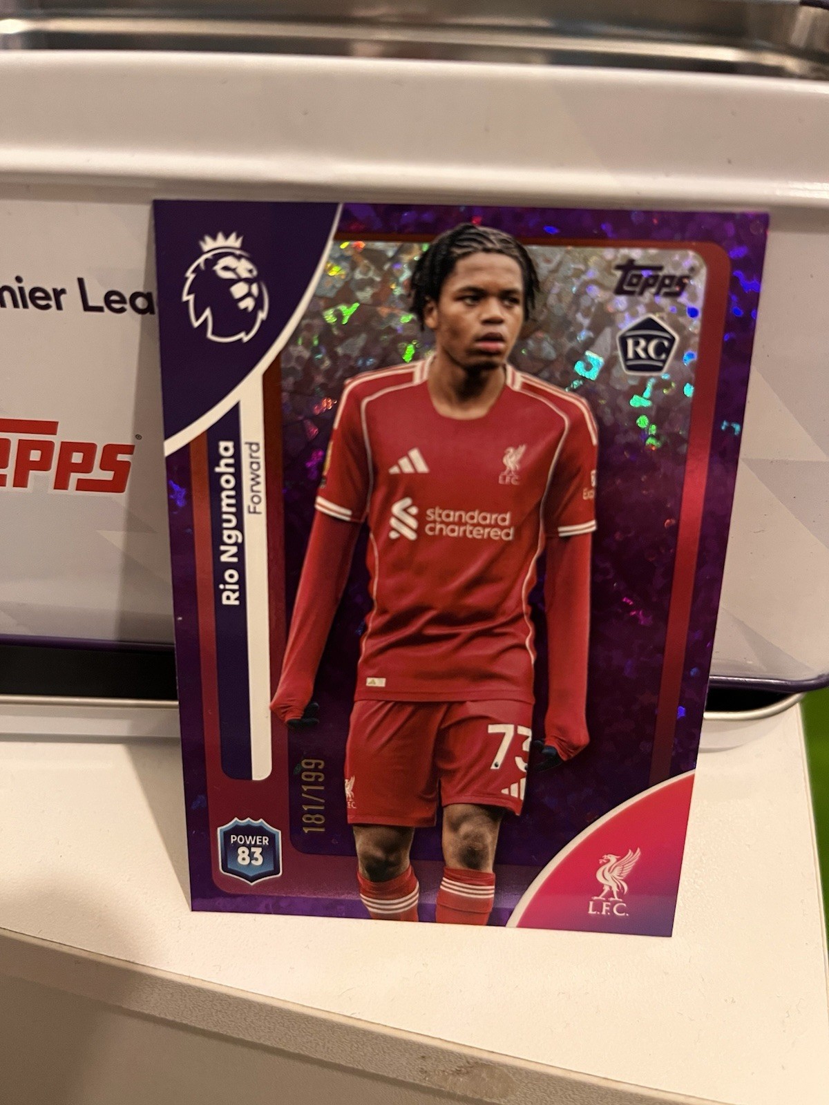 Rio Ngumoha Liverpool Topps Purple Parallel Rookie /199 Card for sale on Ebay