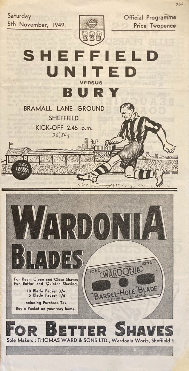 Sheffield United v Bury Div 2 1949/50 for sale on Ebay