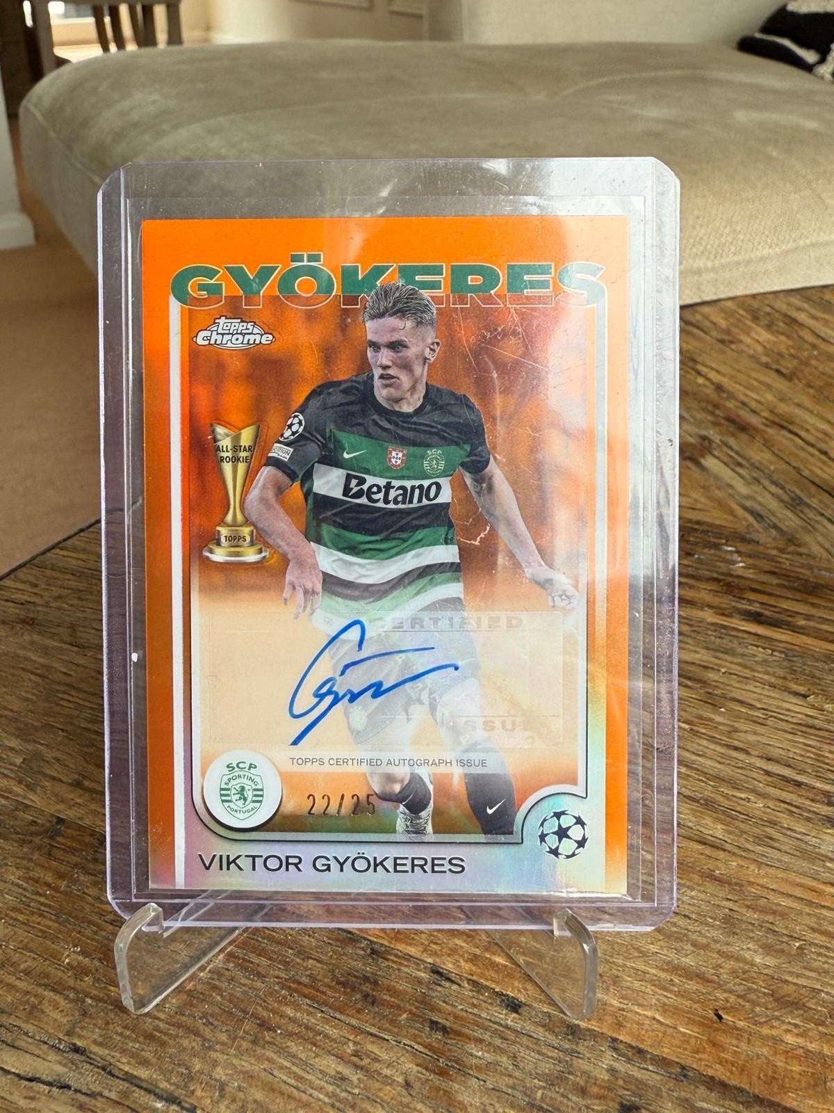 Topps UCC Chrome 2024/2025 Viktor Gyokeres Auto /25 Sporting/Arsenal Rookie for sale on Ebay