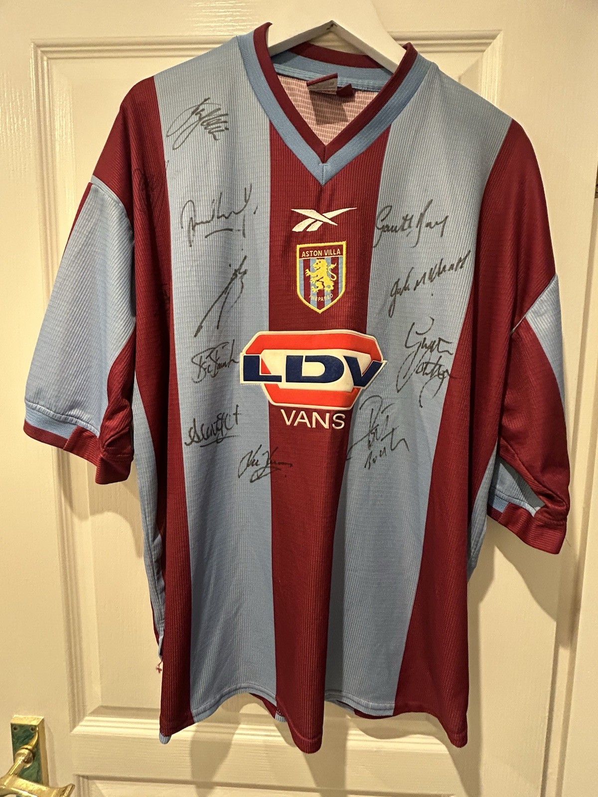 Aston Villa Squad Team Signed Shirt Size 46-48” Twelve Signatures Free Postage for sale on Ebay