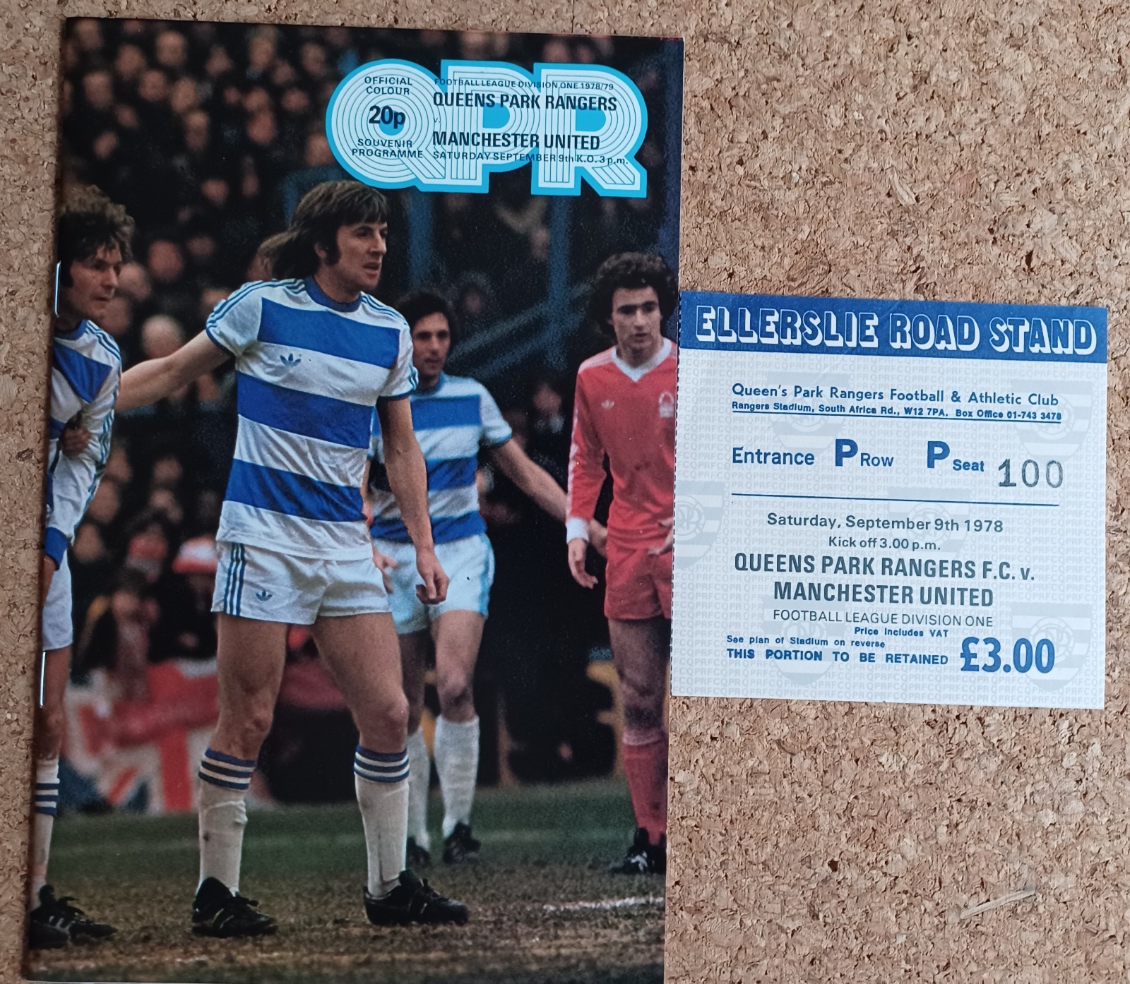 1978/79  QUEENS PARK RANGERS v MANCHESTER UNITED  DIVISION 1 + TICKET  09/09/78 for sale on Ebay