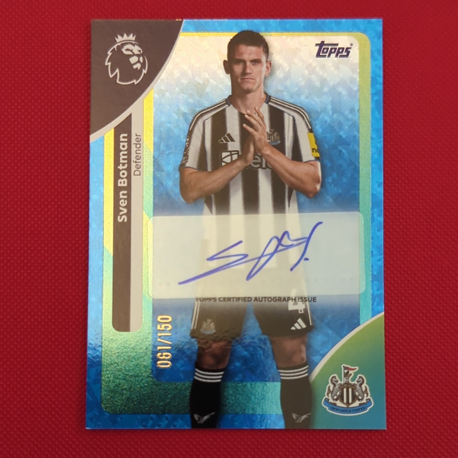 Topps Premier League 2026 Sven Botman Newcastle AC-SB Auto Blue Parallel 061/150 for sale on Ebay