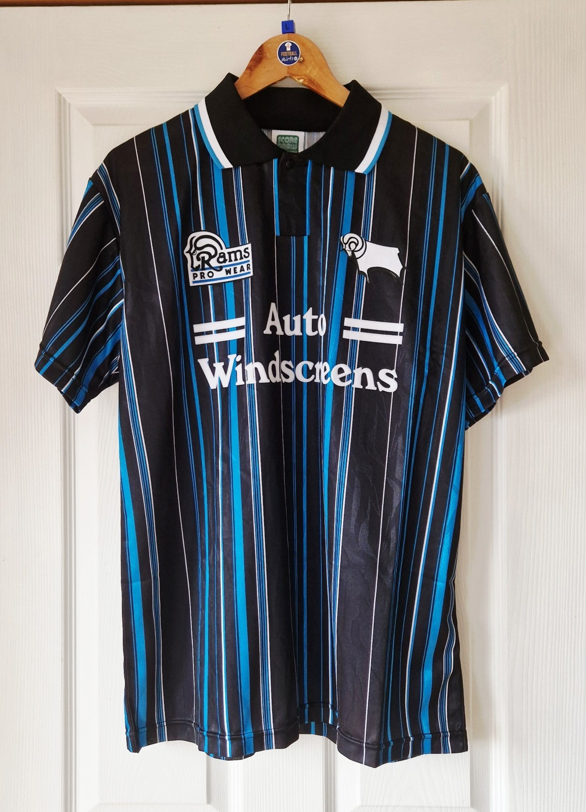 DERBY COUNTY RETRO FOOTBALL SHIRT JERSEY - SCORE DRAW  - ADULT LARGE for sale on Ebay