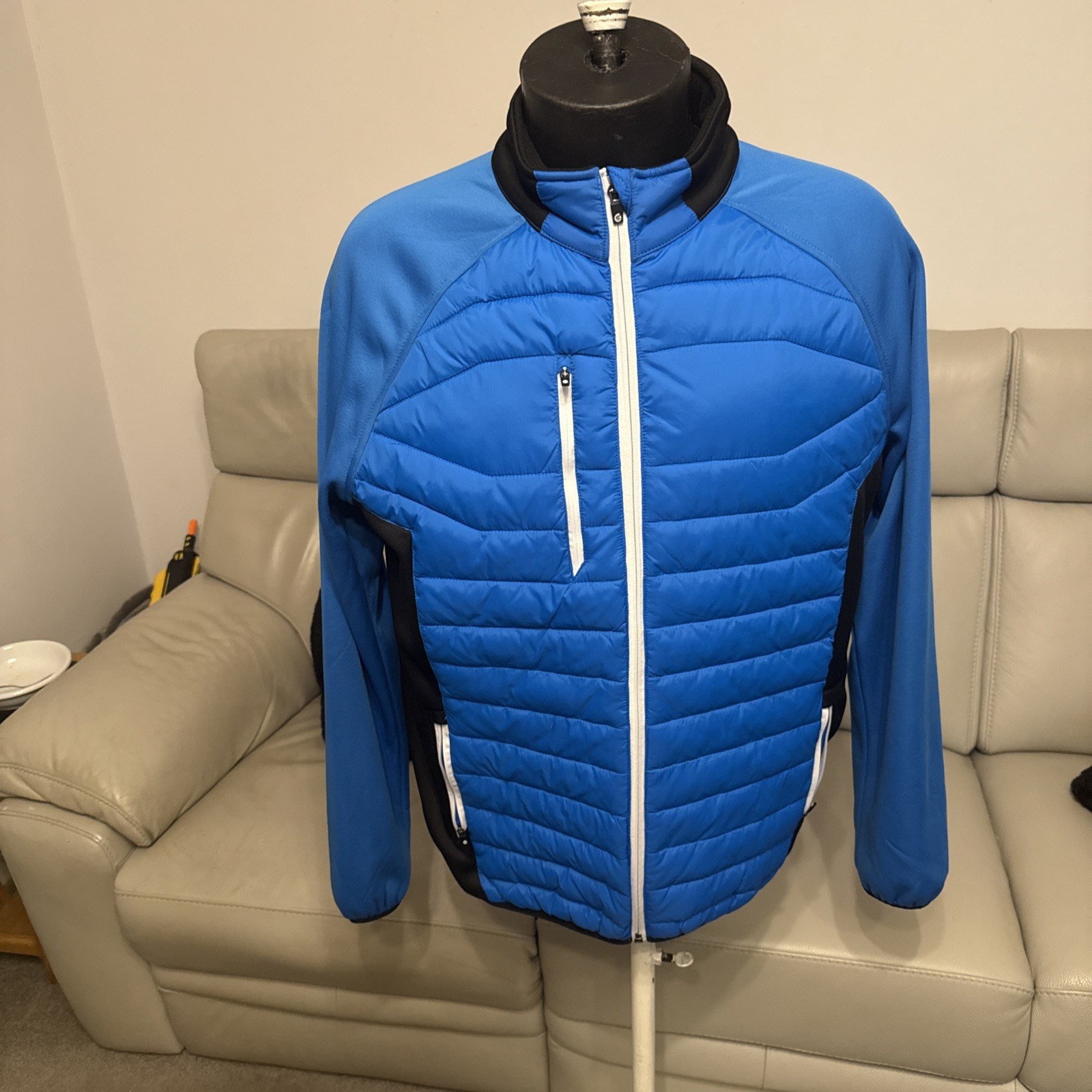 Sunderland Golf Technical Padded Jacket - XL- Lightning Blue /Black / White for sale on Ebay