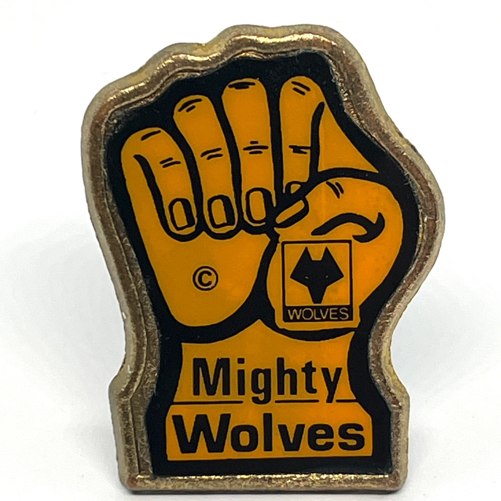 Mighty Wolves Fist Vintage Coffer Pin Badge Wolverhampton Wanderers Football for sale on Ebay