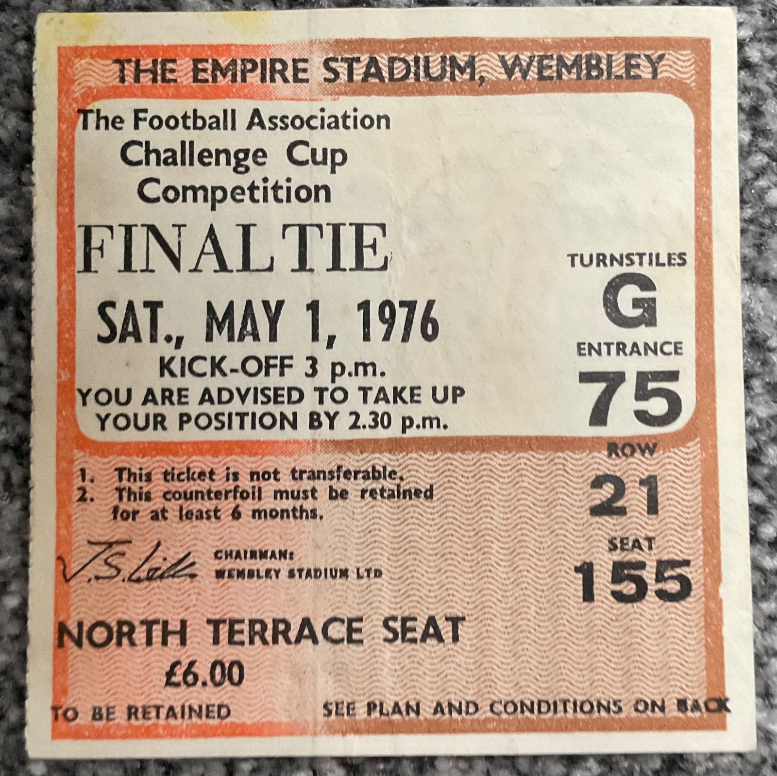 Ticket - 1976 FA Cup Final - Manchester United v Southampton  for sale on Ebay