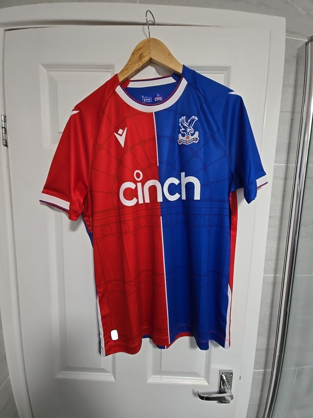 Crystal Palace 2023-24 Macron Home Shirt In Medium.  No Tags. Little Use. for sale on Ebay