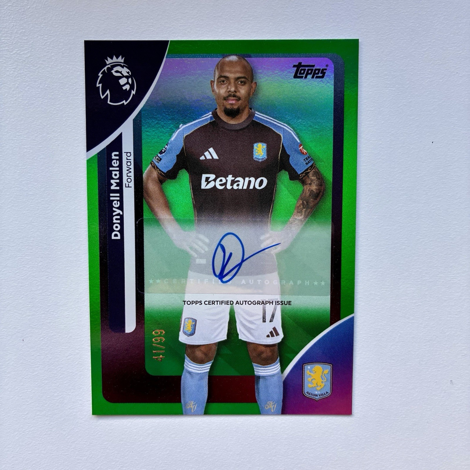 Topps Premier League 2026 Donyell Malen Green Auto /99 Aston Villa for sale on Ebay
