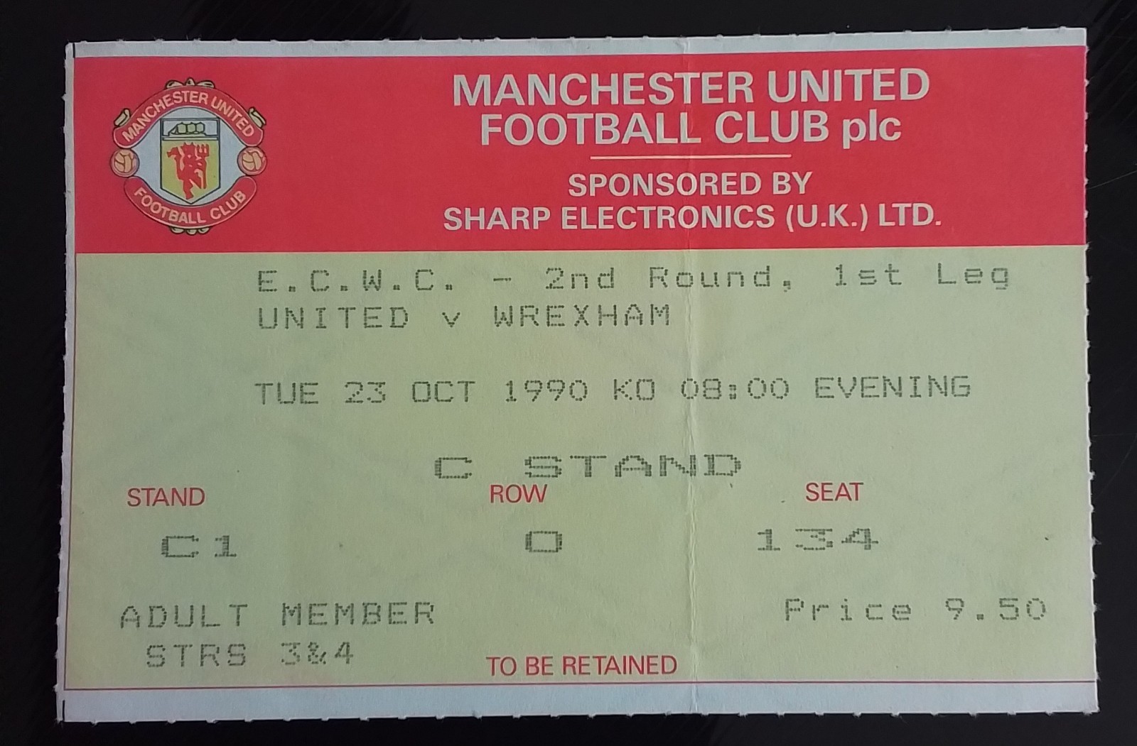 Manchester United v Wrexham ECWC 2nd Round 1990/1 for sale on Ebay