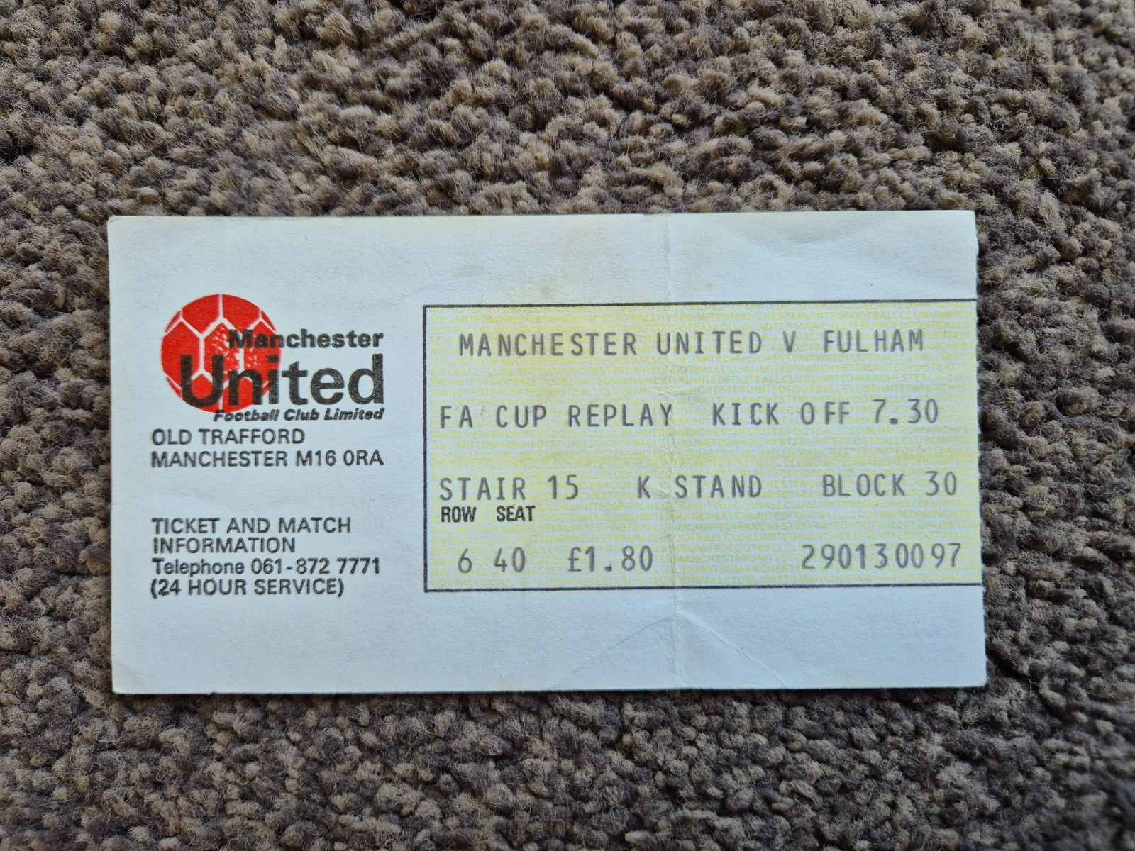 MANCHESTER UNITED v FULHAM FA Cup Replay 1979 for sale on Ebay