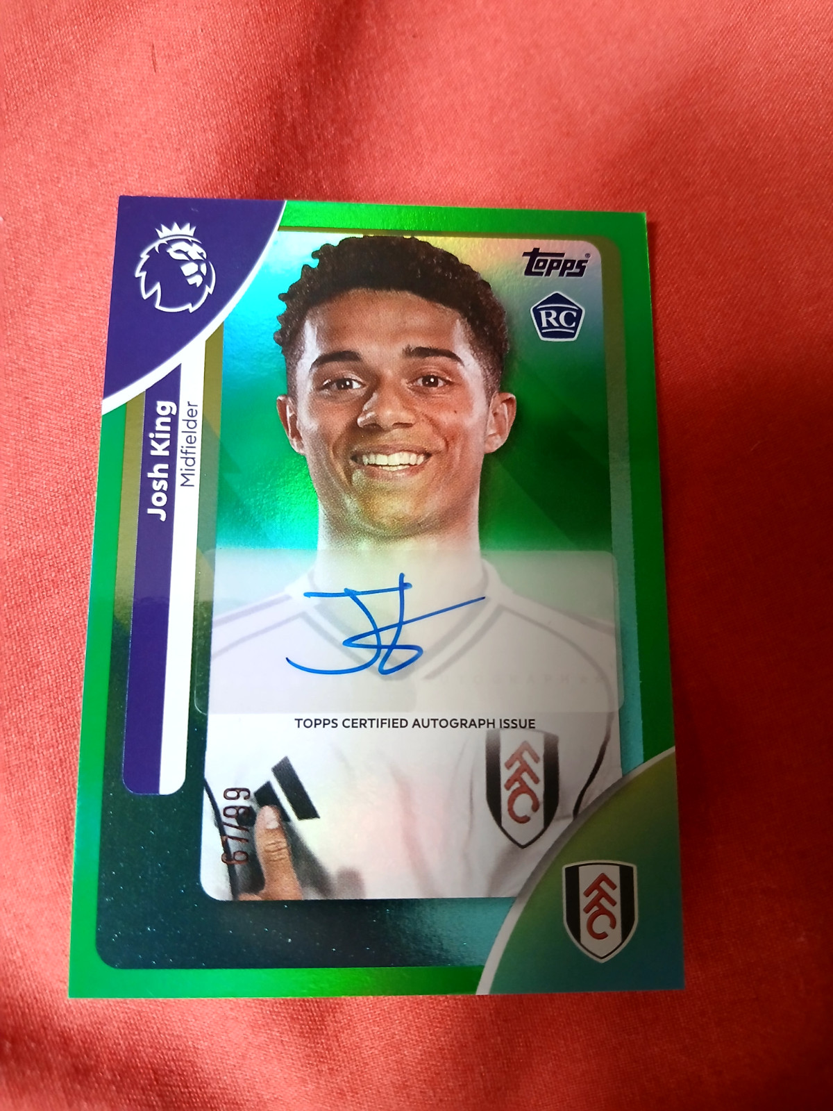 Topps Premier League 2025/2026 Josh King Fulham 57/99 Autograph Card Rare for sale on Ebay