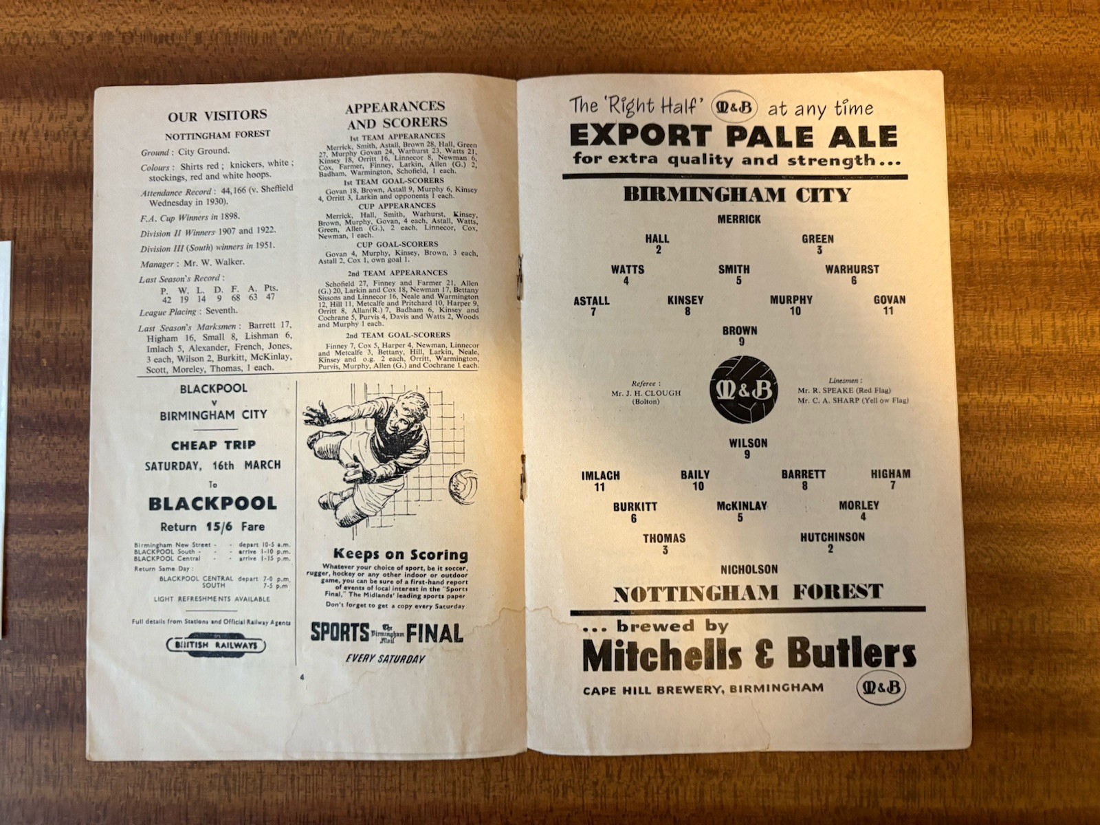 Birmingham City v Nottingham Forest 1956-1957 FAC With Ticket Stub As Shown for sale on Ebay
