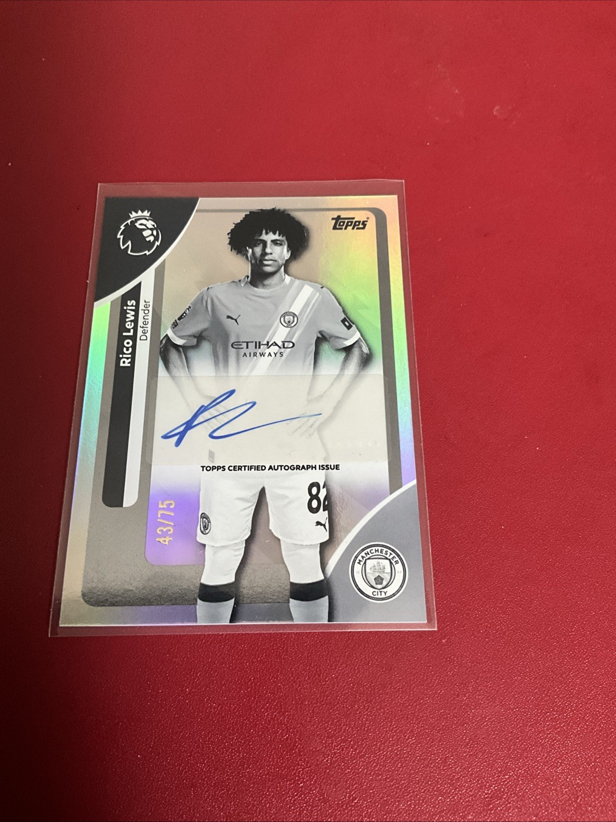 Topps 2025/2026 Premier League Rico Lewis Manchester City 43/75 Autograph Card for sale on Ebay
