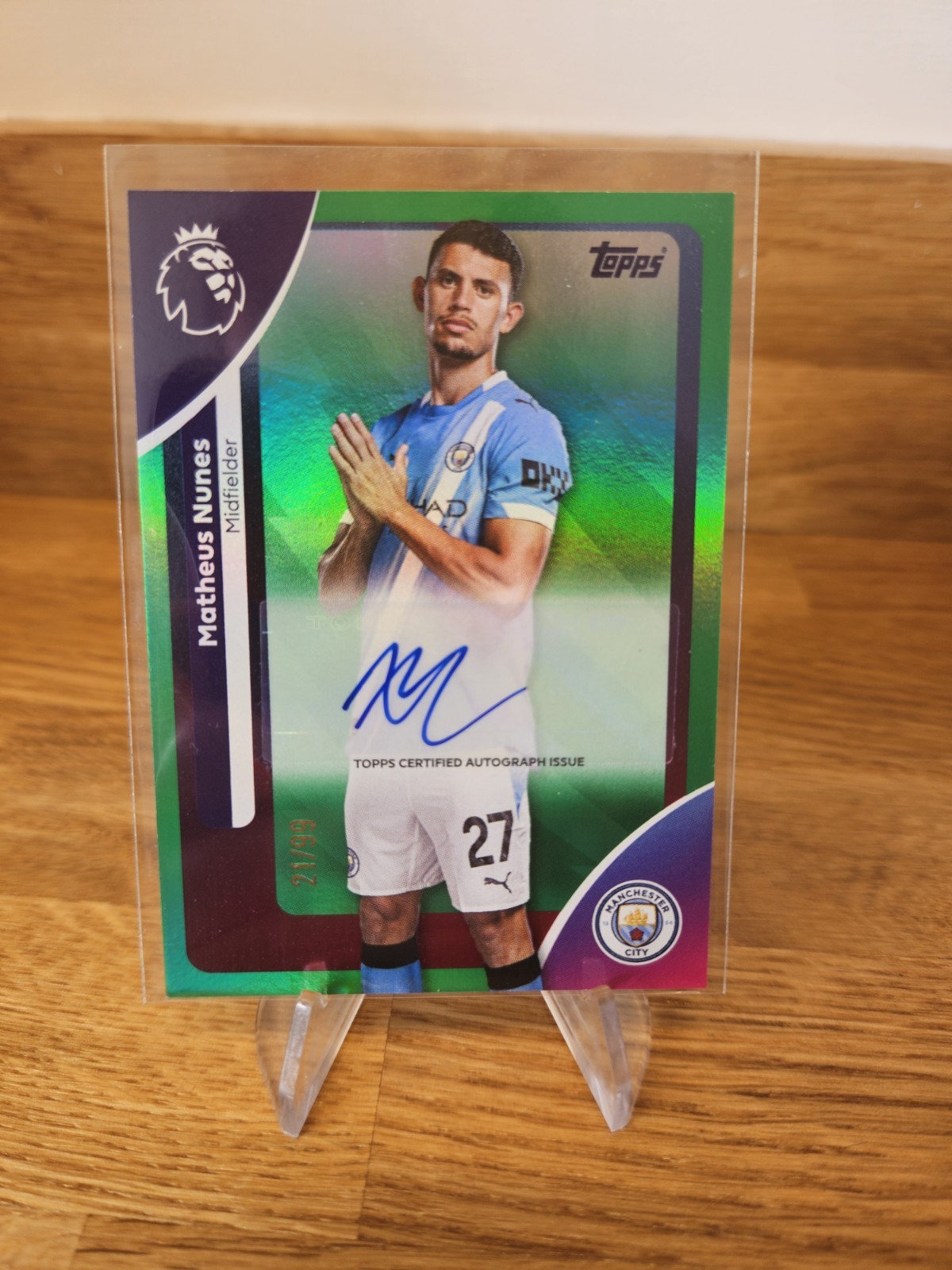 Matheus Nunes Auto /99 - Topps Premier League 2026 Green - Manchester City for sale on Ebay