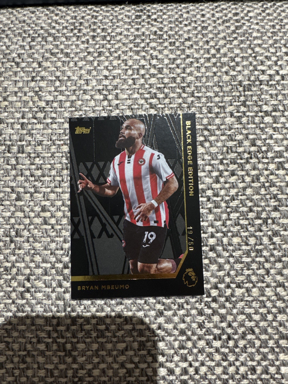 Topps Premier League Mbeumo Brentford Man United BlackEdge 19/50 Kit Number RARE for sale on Ebay